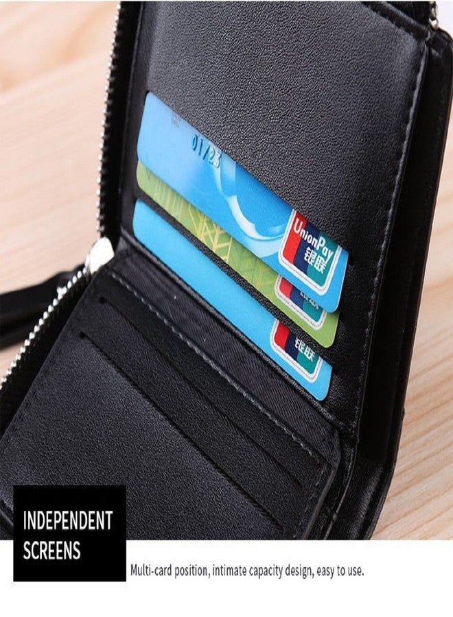 بيليري محفظة بايليري الرجالية القصيرة المصنوعة من الجلد الصناعي بسحاب (أسود) - Image 5